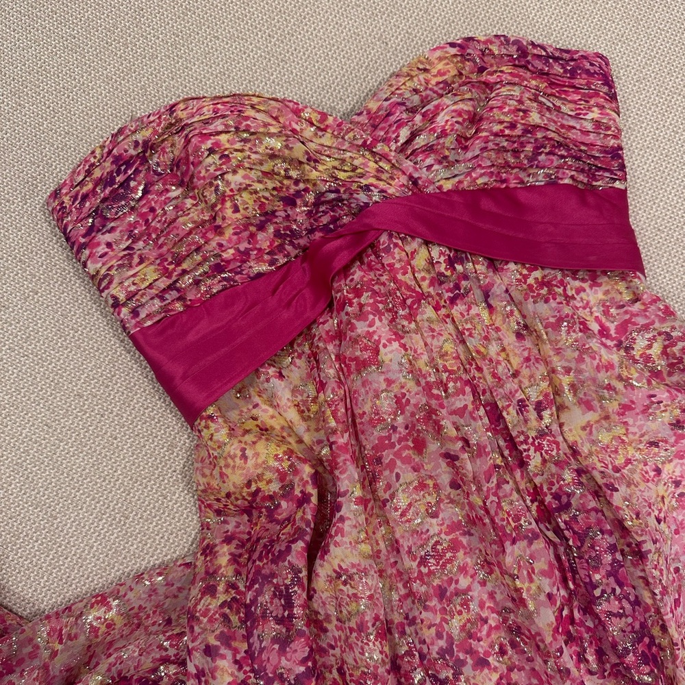 BCBGMAXAZRIA Silk Kai Begonia Strapless Maxi Pink Dress Size 2 NWT
